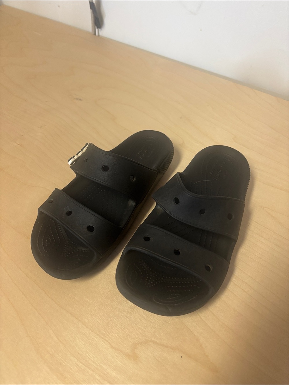 CROCS Women's Black Double-Strap Slide Sandals